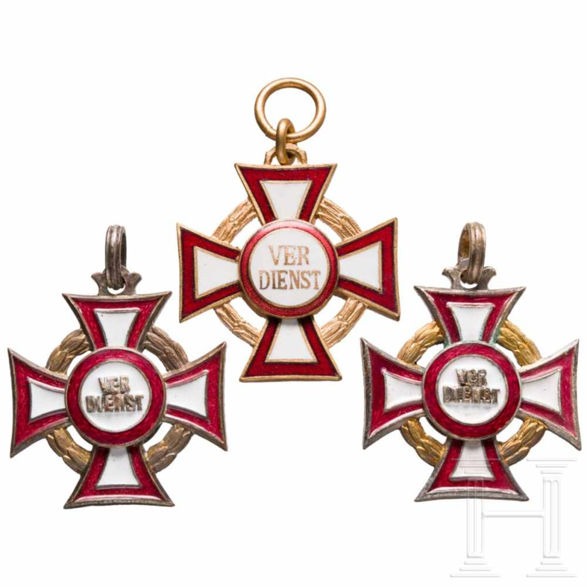 Military Cross of Merit - three awardsDie drei Kreuze jew. 3. Klasse mit KD, in varianter