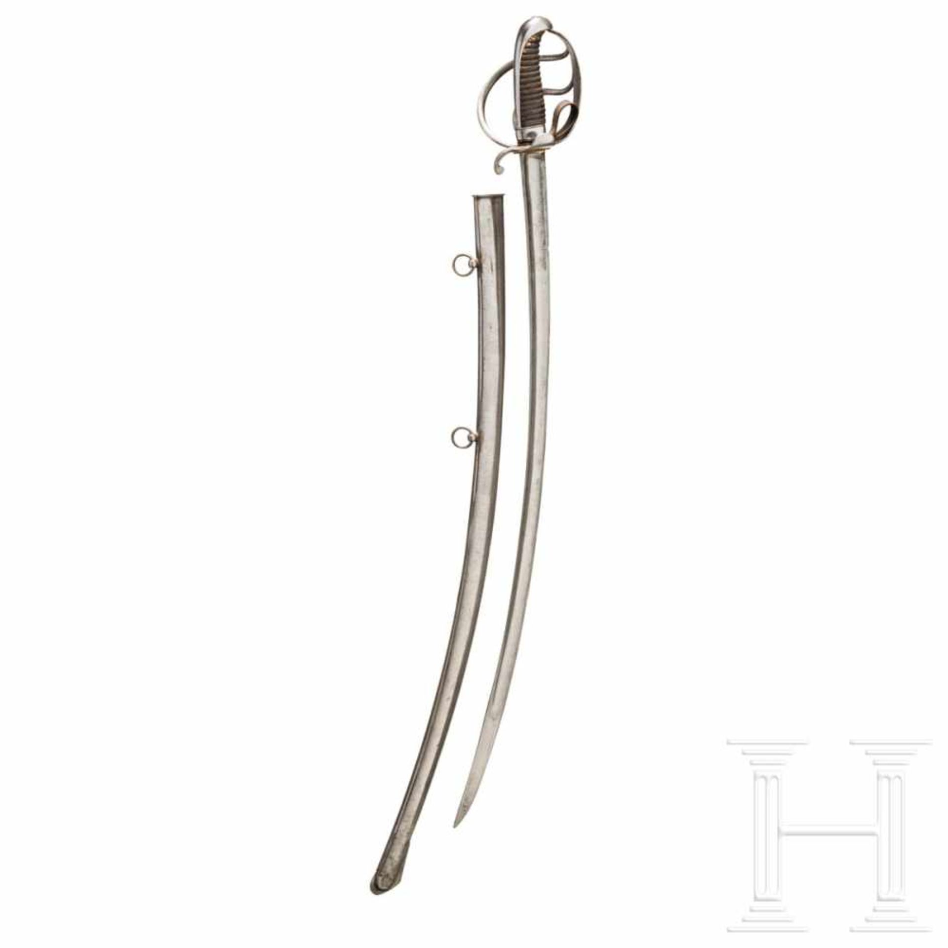 A cavalry sword M 1826Leicht geschwungene Rückenklinge (beschliffen), beidseitig gekehlt und - Bild 2 aus 4