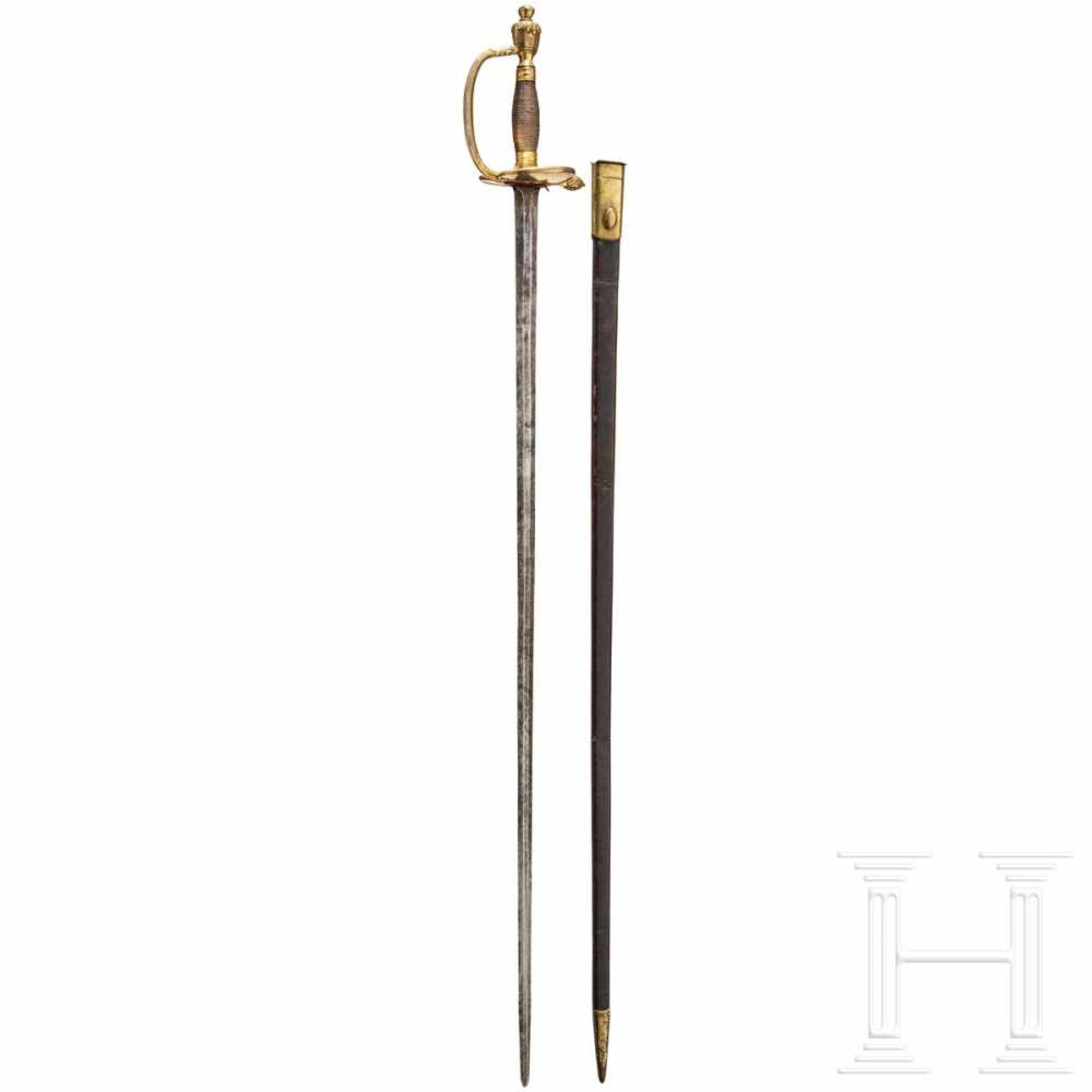 A sword for officers of the infantry, c. 1780Zweischneidige Stichklinge mit abgeflachtem