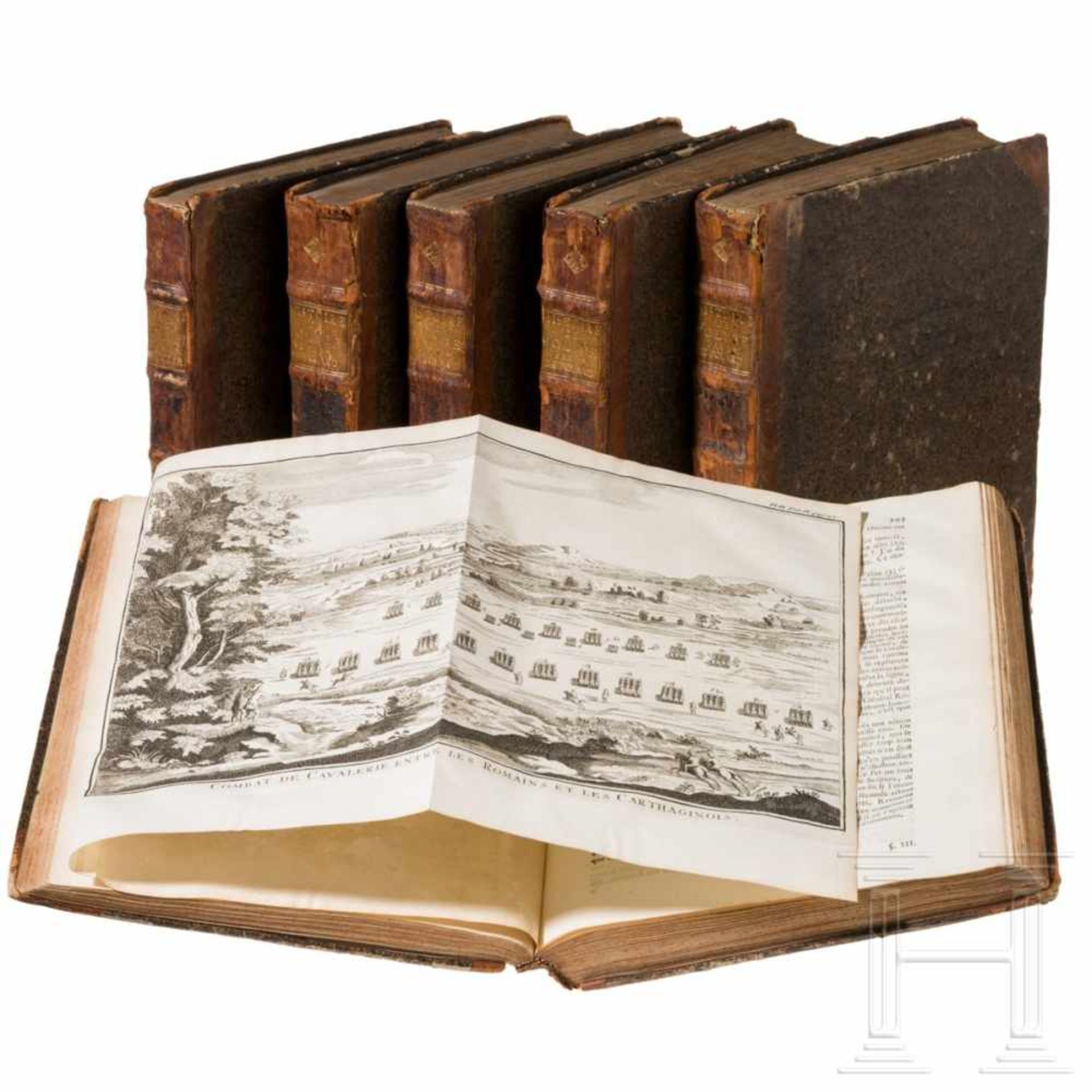 Polybios, "Histoire de Polybe", Amsterdam, 1753Französischer Text mit zahlreichen Kupfertafeln (