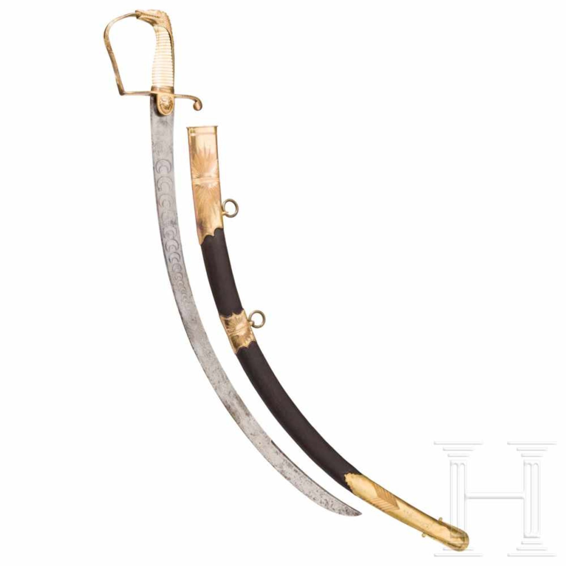 A sabre for officers of the Royal Navy in the style of the so-called “Nile swords“, 1798Distinctly