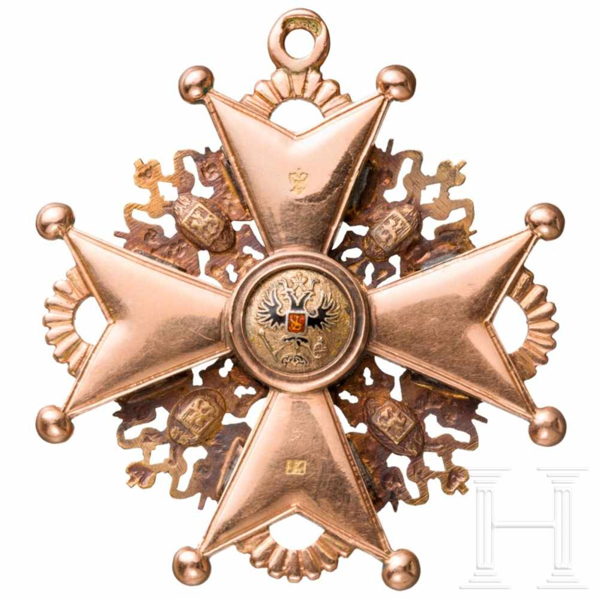 An Order of St. Stanislaus in Gold, 2nd class badge for non-Christians, Russia, circa 1860/70A red - Bild 2 aus 4