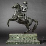 A monumental bronze figure of Emperor Napoleon I on a rampant horseMassive bronze, patinated,