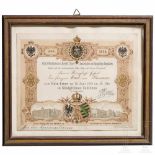 Prince Carl of Prussia (1801 - 1883) - an invitation to the gala dinner, dated 1879Farbig und golden