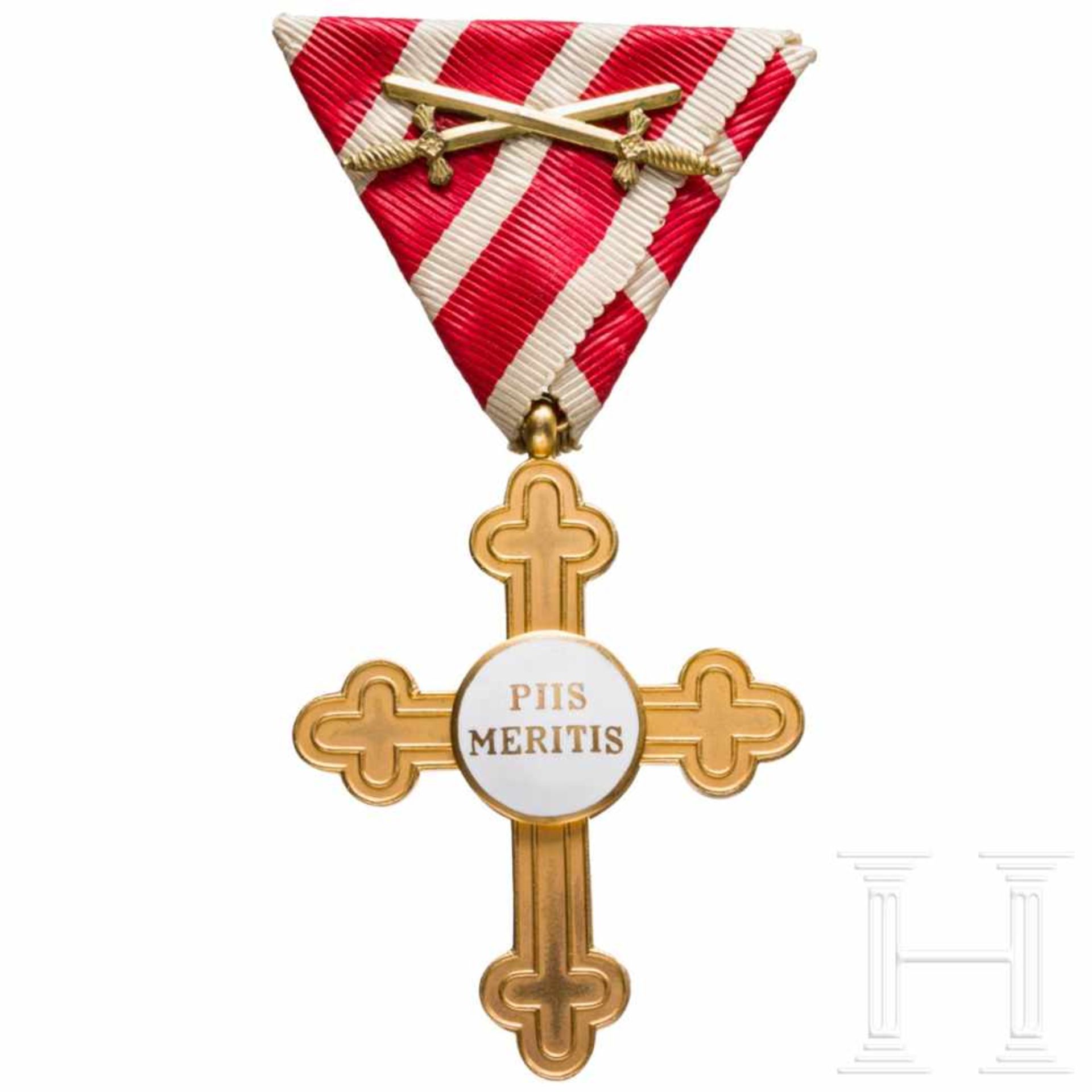 A Holy Cross of Merit "Piis Meritis"Goldenes Verdienstkreuz der 1. Klasse für Kriegsverdienst, am