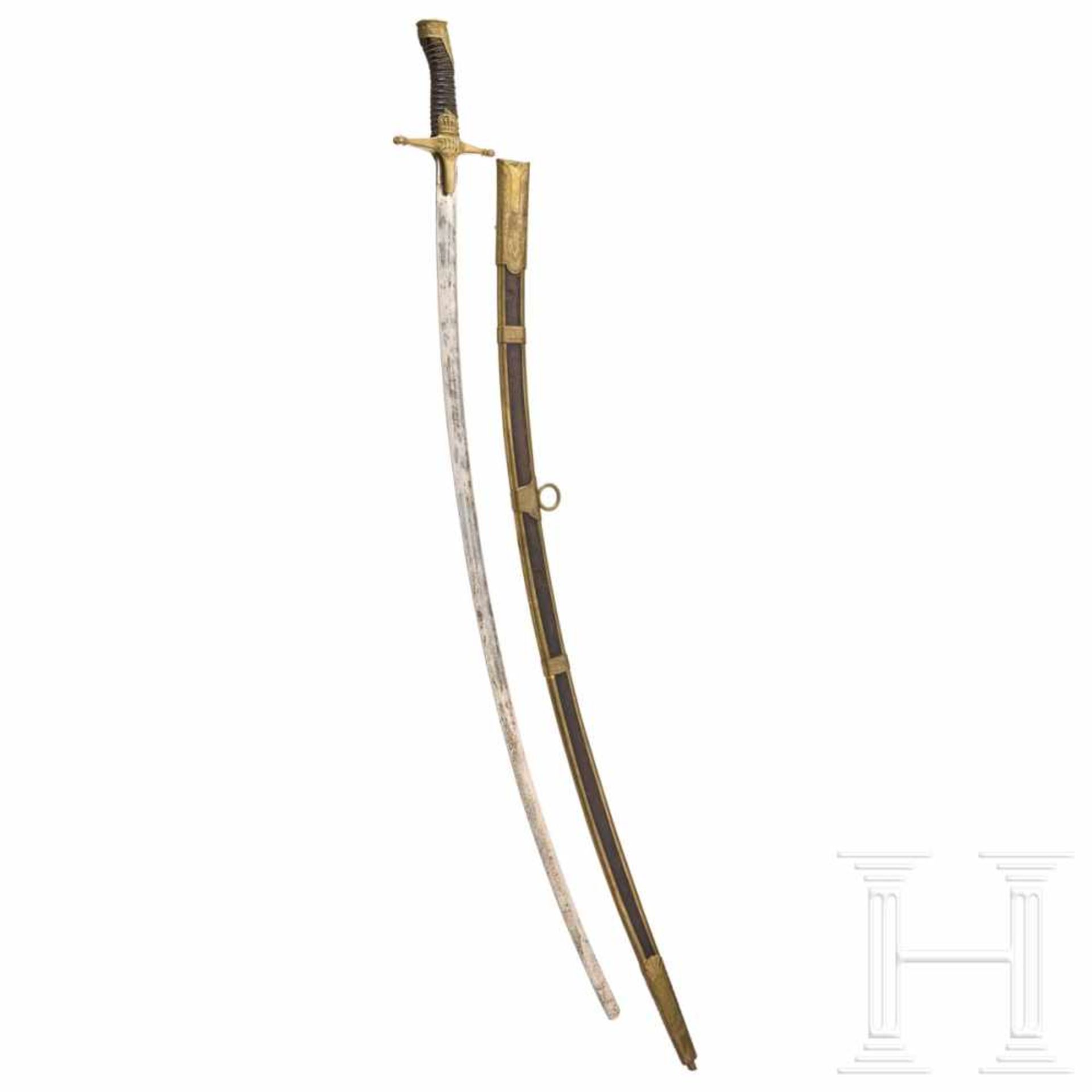 A sabre for cadets, dated 1891Elegant geschwungene, vernickelte Rückenklinge (berieben) mit