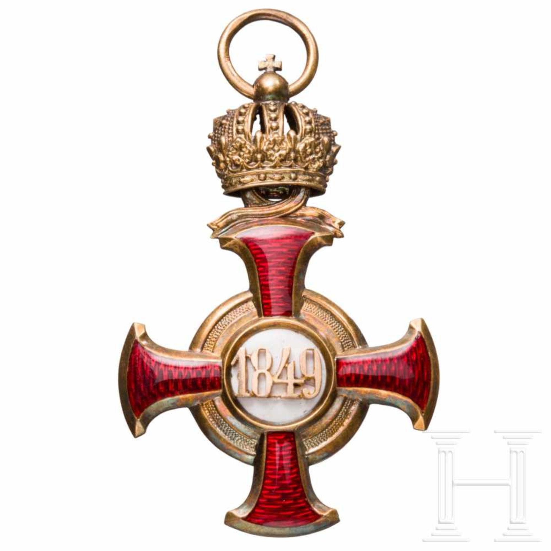 A Golden Cross of Merit with crownIn Gold (amtspunziert im Ring) gefertigtes Kreuz der Firma „V. - Bild 2 aus 2