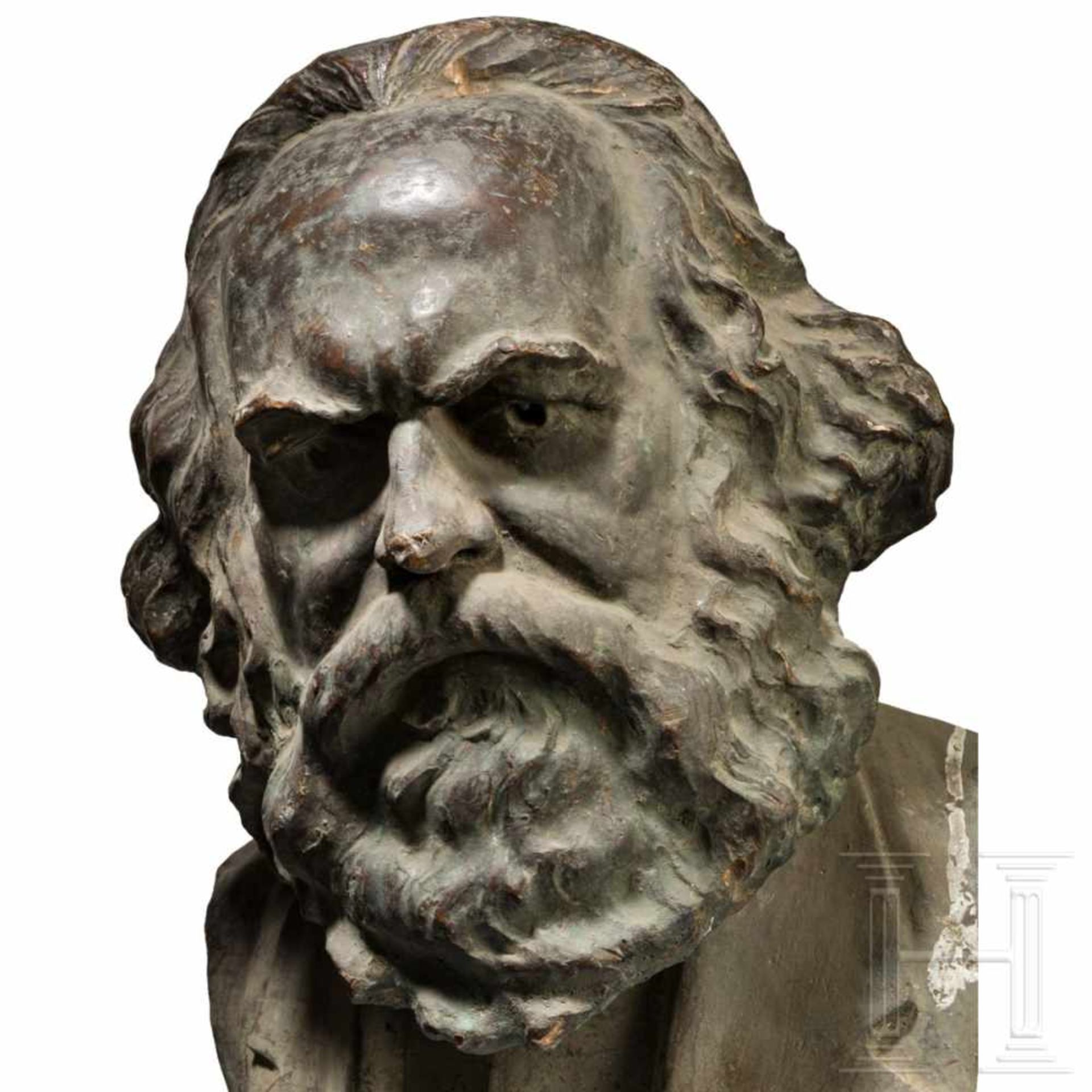 A greater than life-size Karl Marx bronze bustDie Büste stammt aus einem Büro der Rumänischen - Bild 2 aus 4