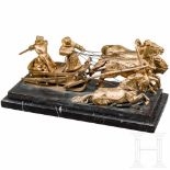 A gilt Russian sculpture of a troika, 19th centuryBronze, partly gilt, and marble. Profiled marble