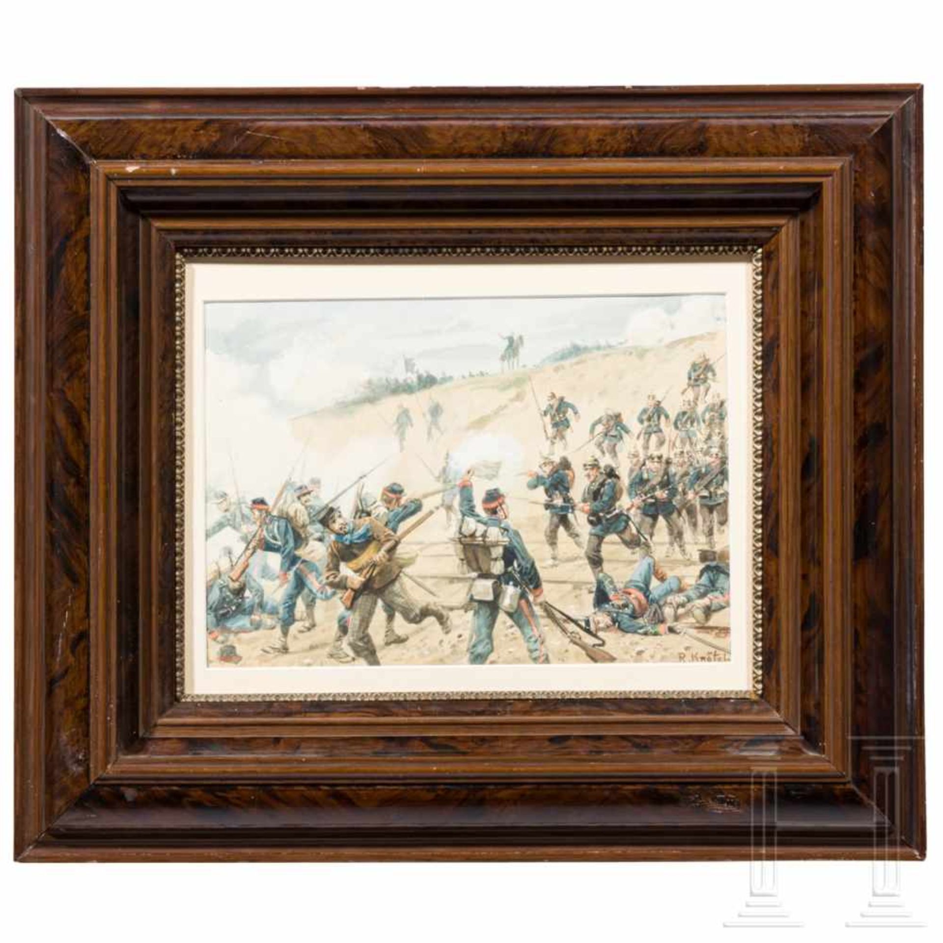Richard Knötel (1857 - 1914) - a watercolour "The Baden soldiers at Nuits on 18 December