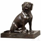 A Russian iron sculpture of a sitting dog as a card holder, Kasli, 19th centuryFully round iron