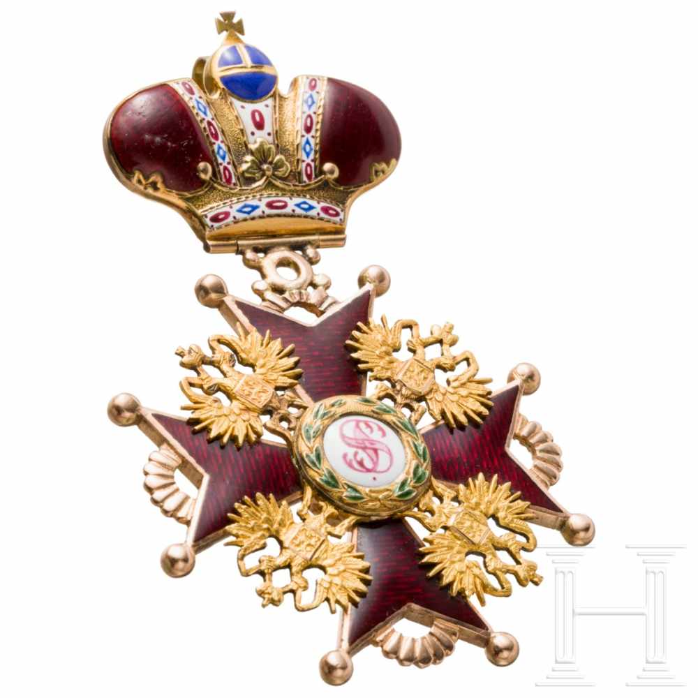 A Russian Order of St. Stanislaus – a cross 2nd class with crown, dated 1864The crown bar and the - Image 4 of 6