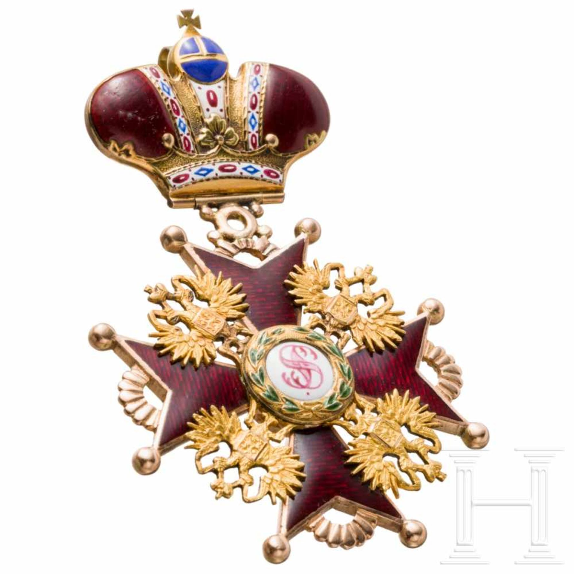 A Russian Order of St. Stanislaus – a cross 2nd class with crown, dated 1864The crown bar and the - Bild 4 aus 6