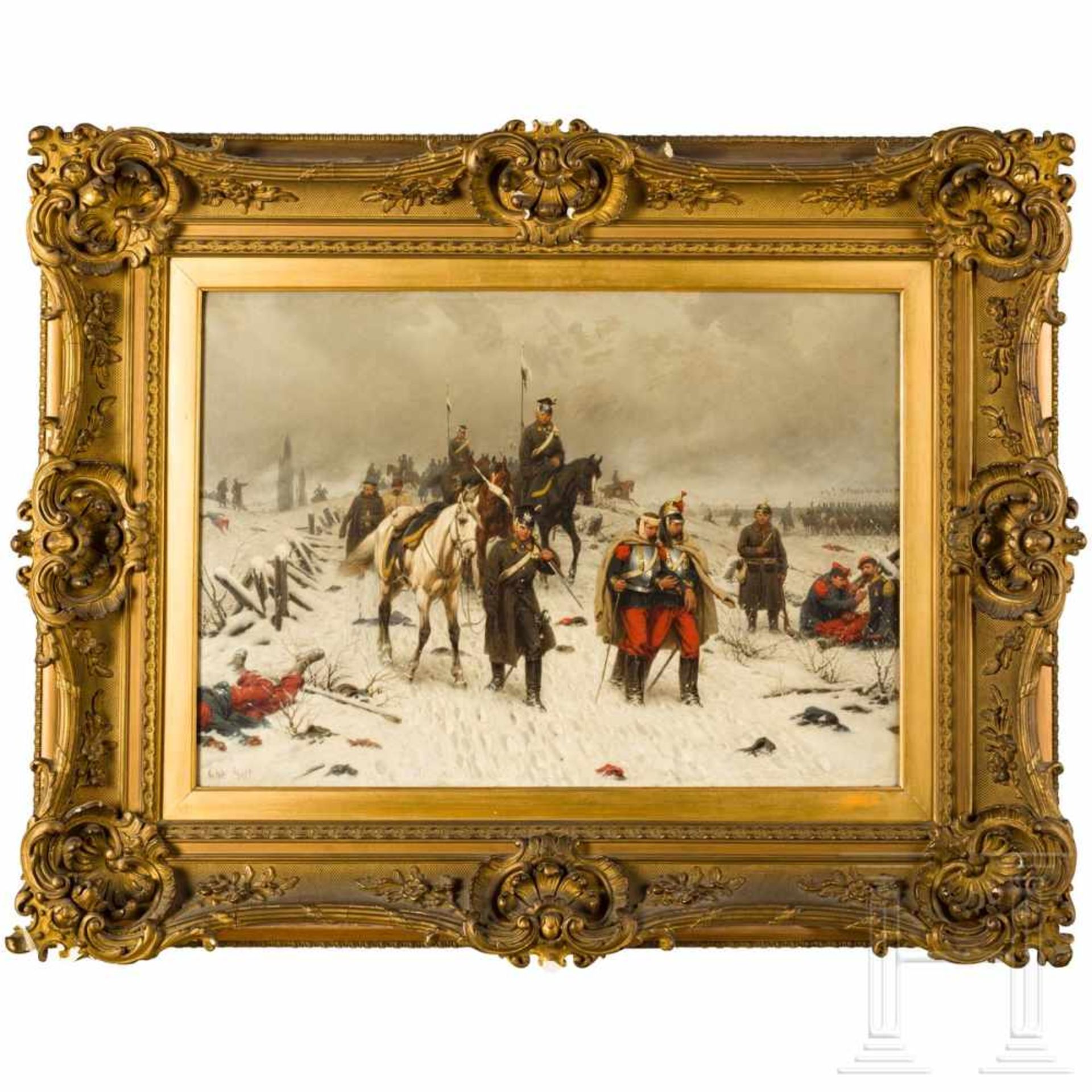 Christian Sell (1831 - 1883) - Prussian ulans and French cuirassiersÖl auf Leinwand, links unten