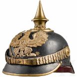 A helmet for officers of the line infantry, circa 1885Schwarz gelackte Lederglocke mit rundem