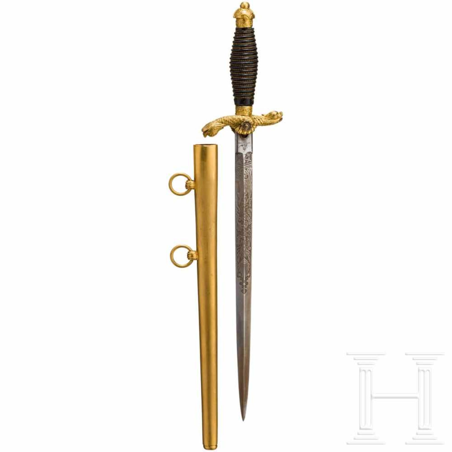 A dagger for officers of the k.u.k. NavyReplik. Schlanke rautenförmige Stichklinge, beidseitig reich - Bild 2 aus 3