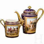 A coffee can and a sugar bowl of the Sèvres manufactory, circa 1807Dunkelblau gefärbtes,