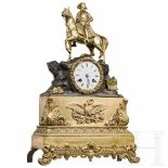 A table clock with a Napoleon figure, 19th centuryWeiß emailliertes Ziffernblatt mit schwarzen,