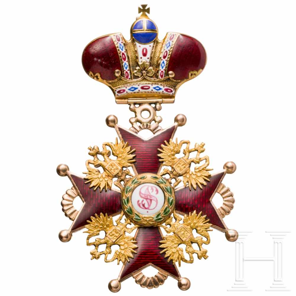 A Russian Order of St. Stanislaus – a cross 2nd class with crown, dated 1864The crown bar and the - Image 2 of 6