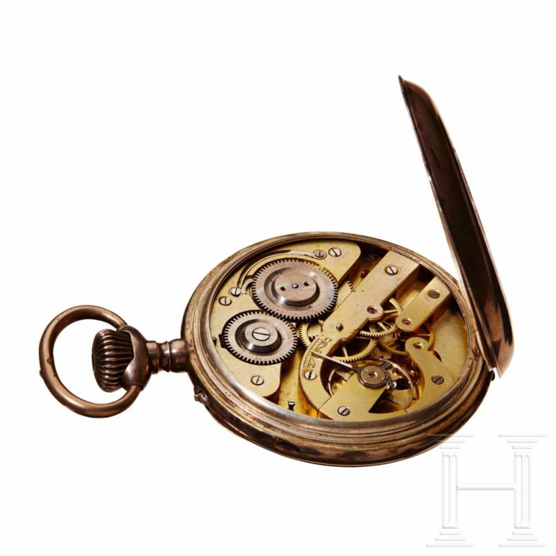 A Bavarian Pocket WatchLarge, silver pocket watch with engraved Royal Bavarian Coat of Arms. A watch - Bild 3 aus 4