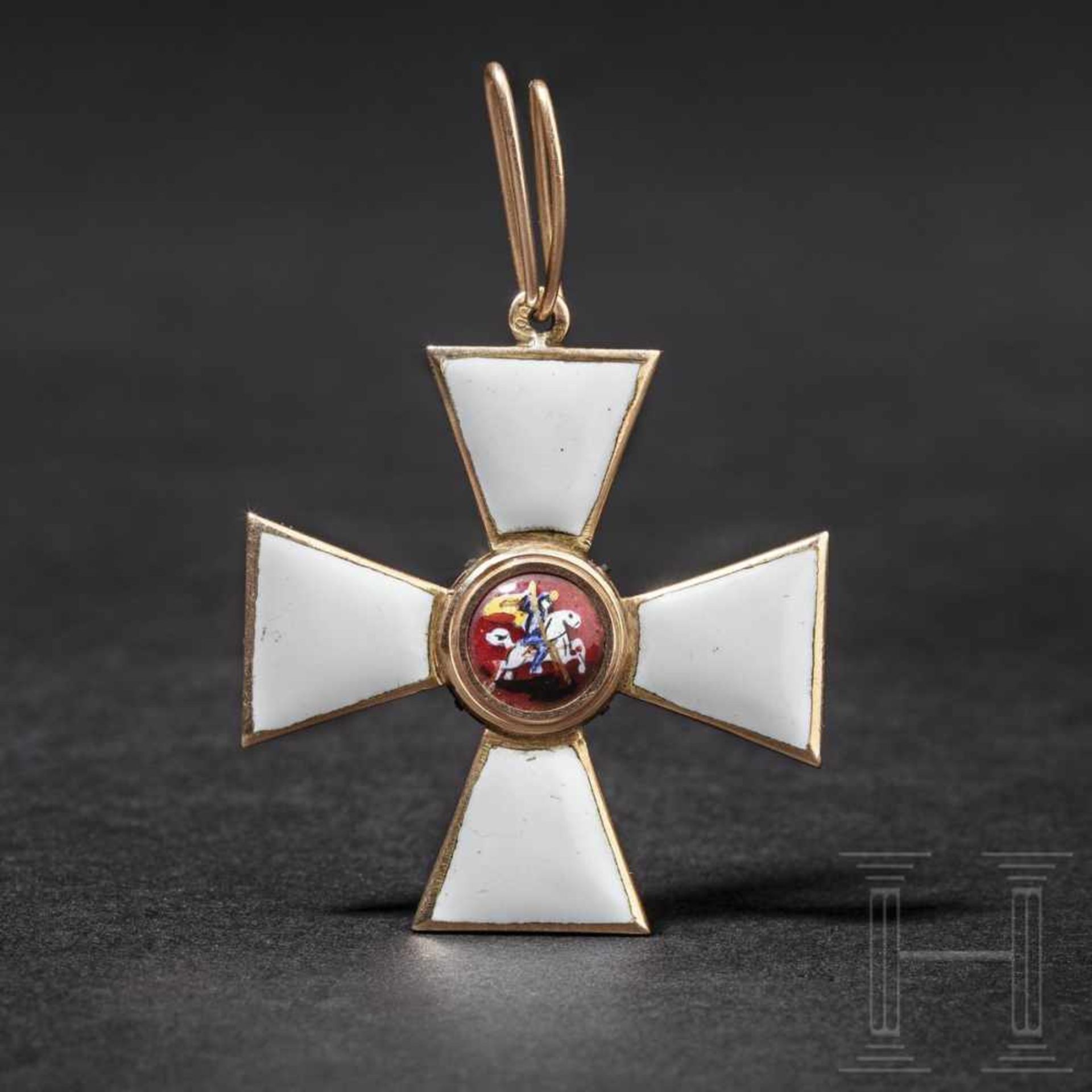 A Russian Order of St. George – a cross 4th class, circa 1915Gold, enamelled. The mark of fineness