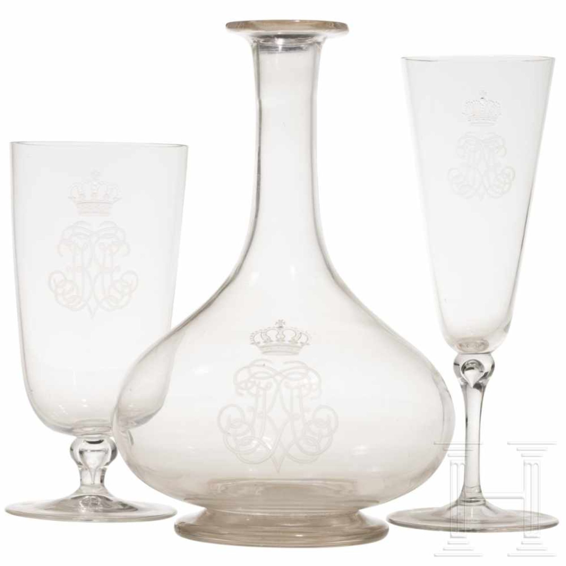 Prince Friedrich Karl of Prussia (1828 - 1885) - 19 glasses and a carafe from a serviceVierzehn - Bild 2 aus 5