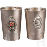 Two silver commemarative cups of the aviation department A 246Silberne Schnapsbecher mit schauseitig