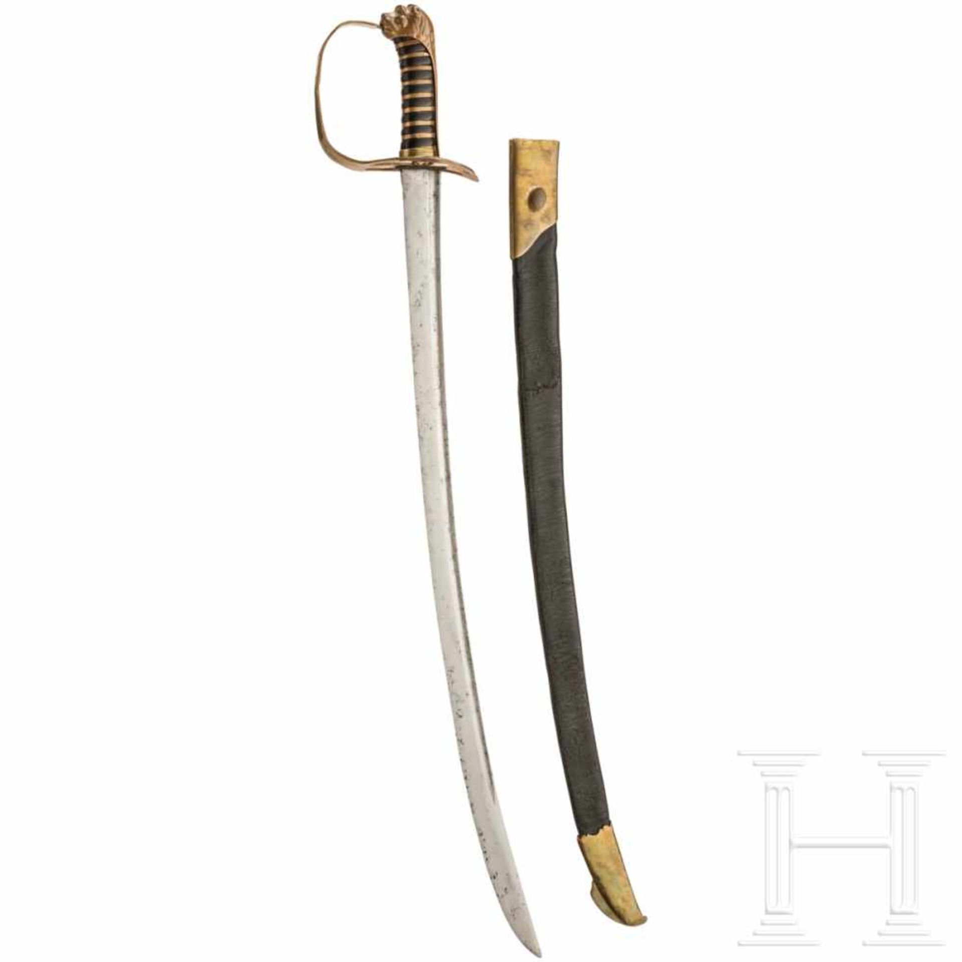 A sabre for infantry officers, circa 1790Scharfe, leicht geschwungene Rückenklinge (etwas narbig)