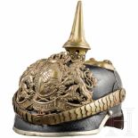 A helmet M 1886 for officers of the infantrySchwarz lackierte Lederglocke (etwas eingesunken, kleine