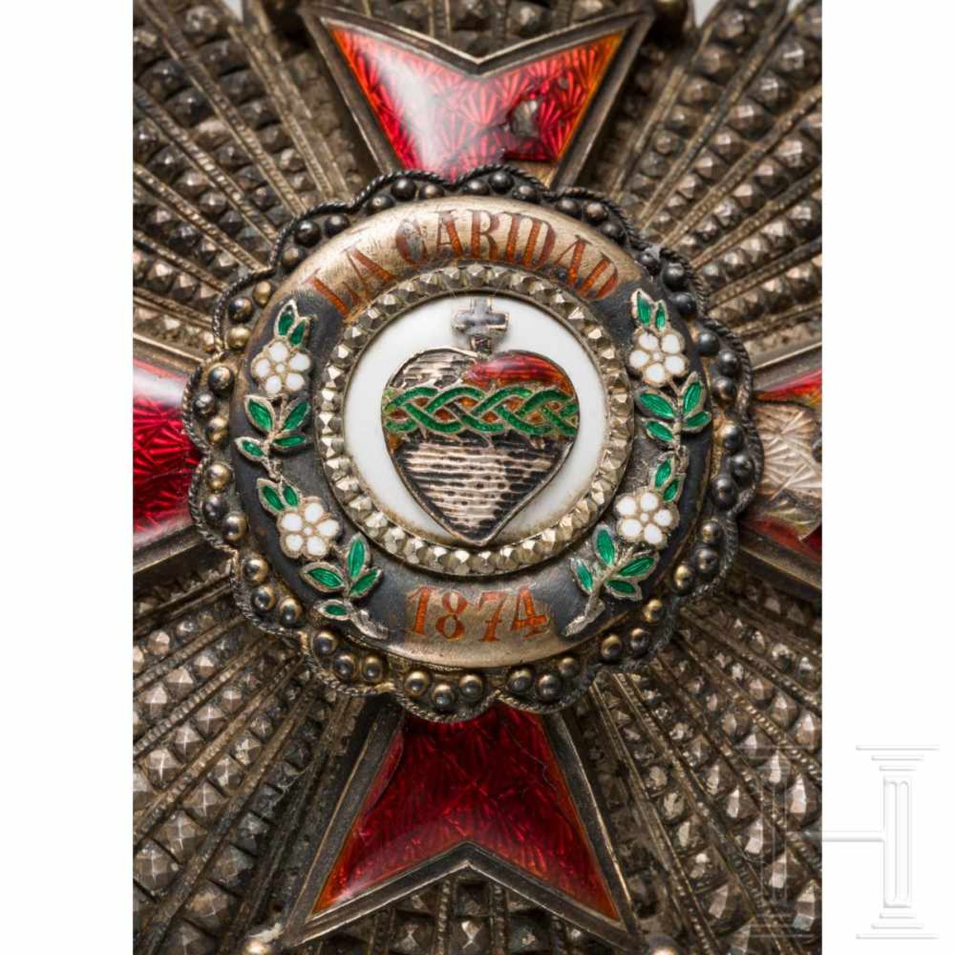 A breast star of the Order Cathedral Prelate Don Carlos La Caridad, 1874Silberner Stern mit - Bild 4 aus 4