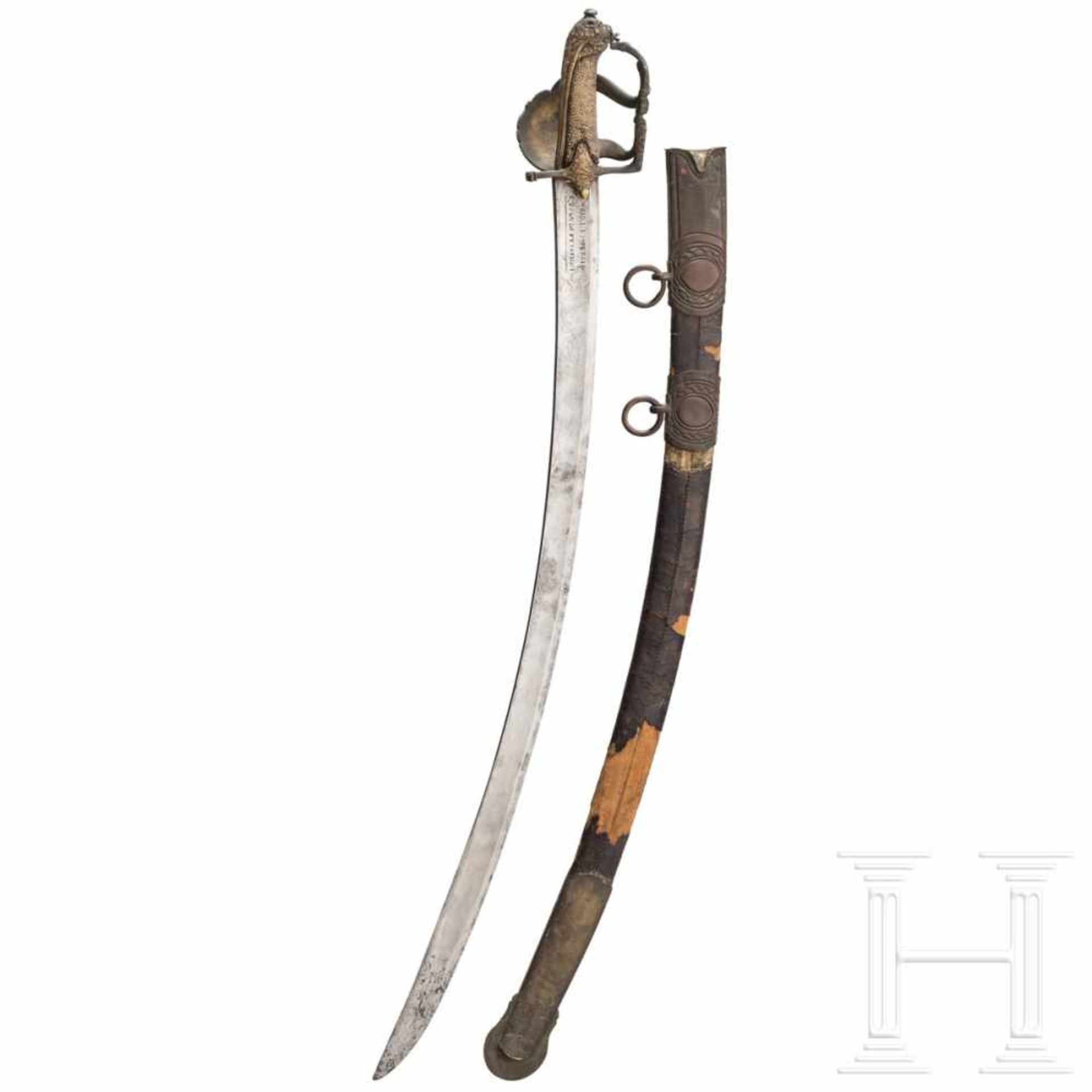 A sabre for cavalry officers, 1st quarter of the 18th centuryThe single-edged blade with wide - Bild 2 aus 7
