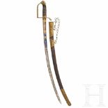 A sabre for officers of the light cavalry, circa 1790Elegant geschwungene Rückenklinge (fleckig) mit