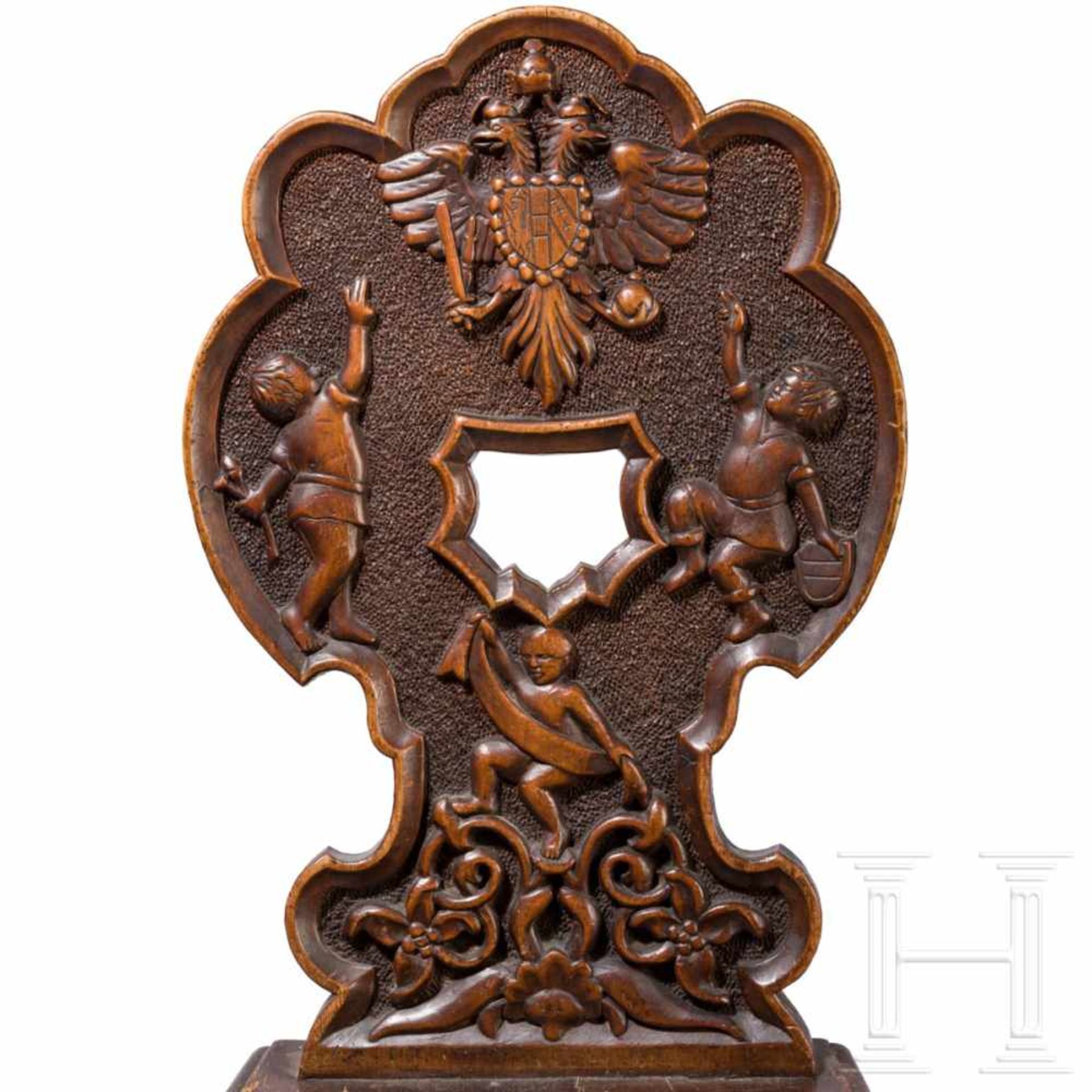A chair with imperial coat of arms, 19th centuryLaub- und Nadelholz, handgeschnitzt. Vier mehrfach - Bild 4 aus 4