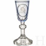 Emperor Franz Joseph I of Austria - a large crystal glass goblet with cut portraitSchwere, große