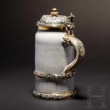 A stoneware tankard with vermeil mounting from the estate of Emperor Franz Joseph I, circa