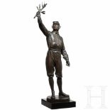 A pilot with winner's laurelMassive Bronze, patiniert, rs. an der Plinthe die Künstlersignatur "