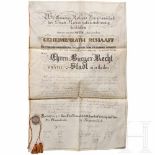 Privy Councillor Friedrich Theodor Schaaff - Honorary Citizenship Certificate of the City of Rastatt