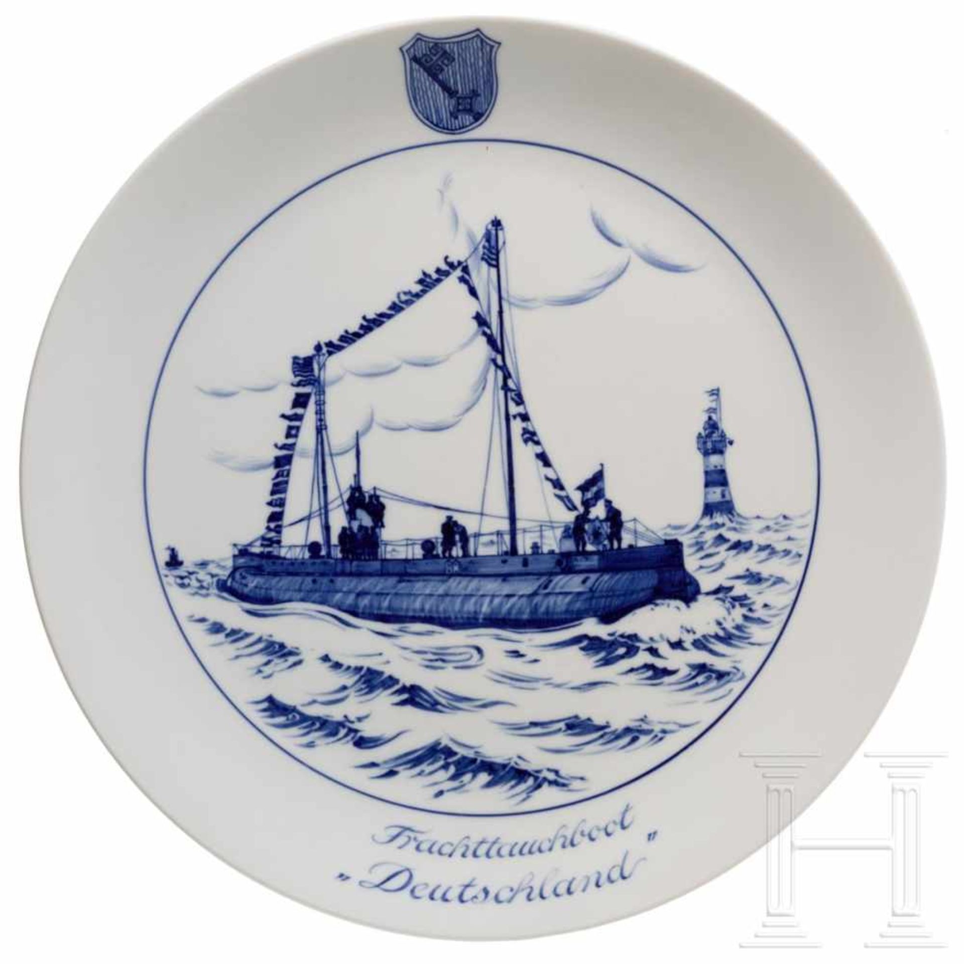 A Meissen - commemorative plate for the crew members of the "Frachttauchboot Deutschland"Weißer,