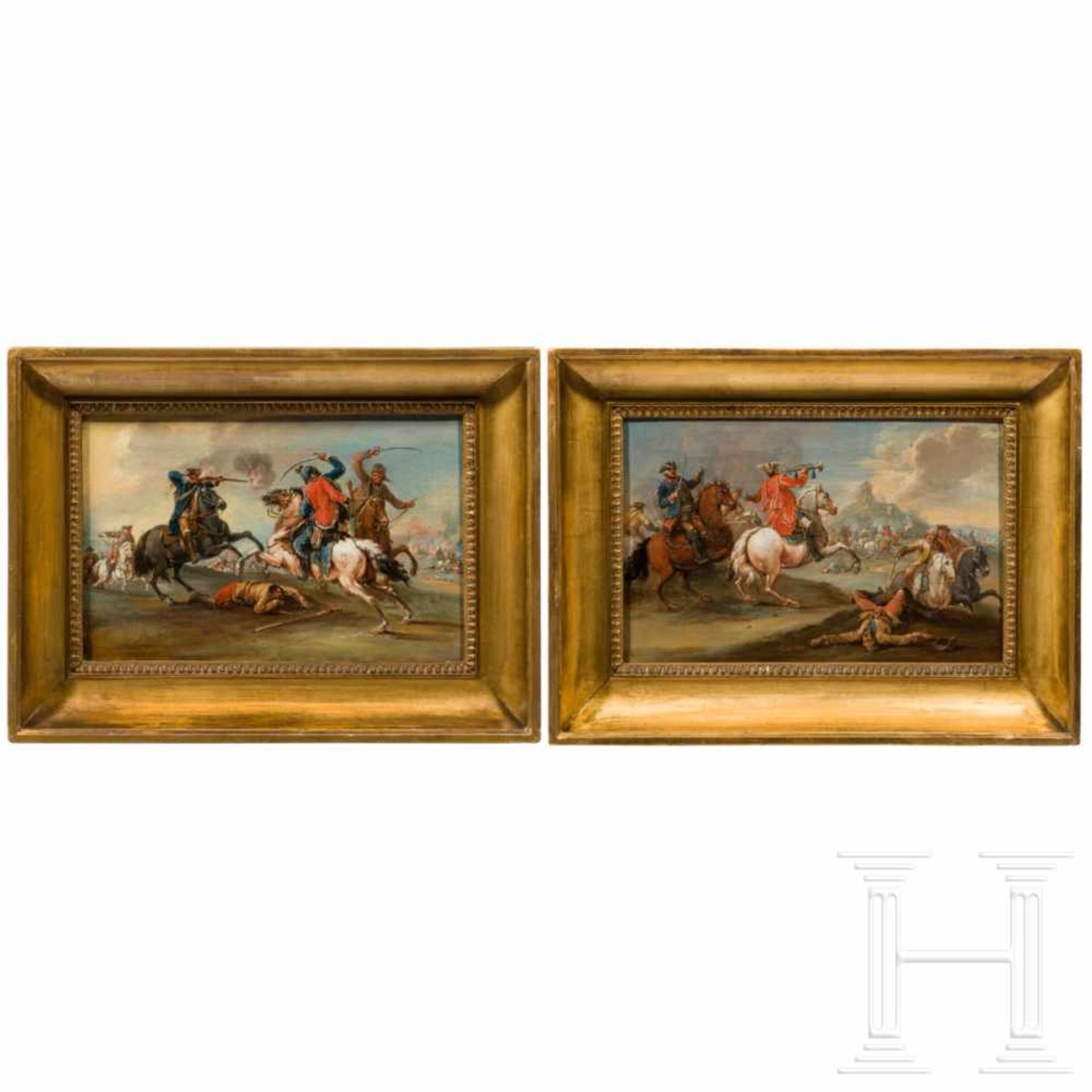 A pair of paintings with scenes from the seven-years-war, Karl Ludwig Reuling, ca. 1760/70Öl auf