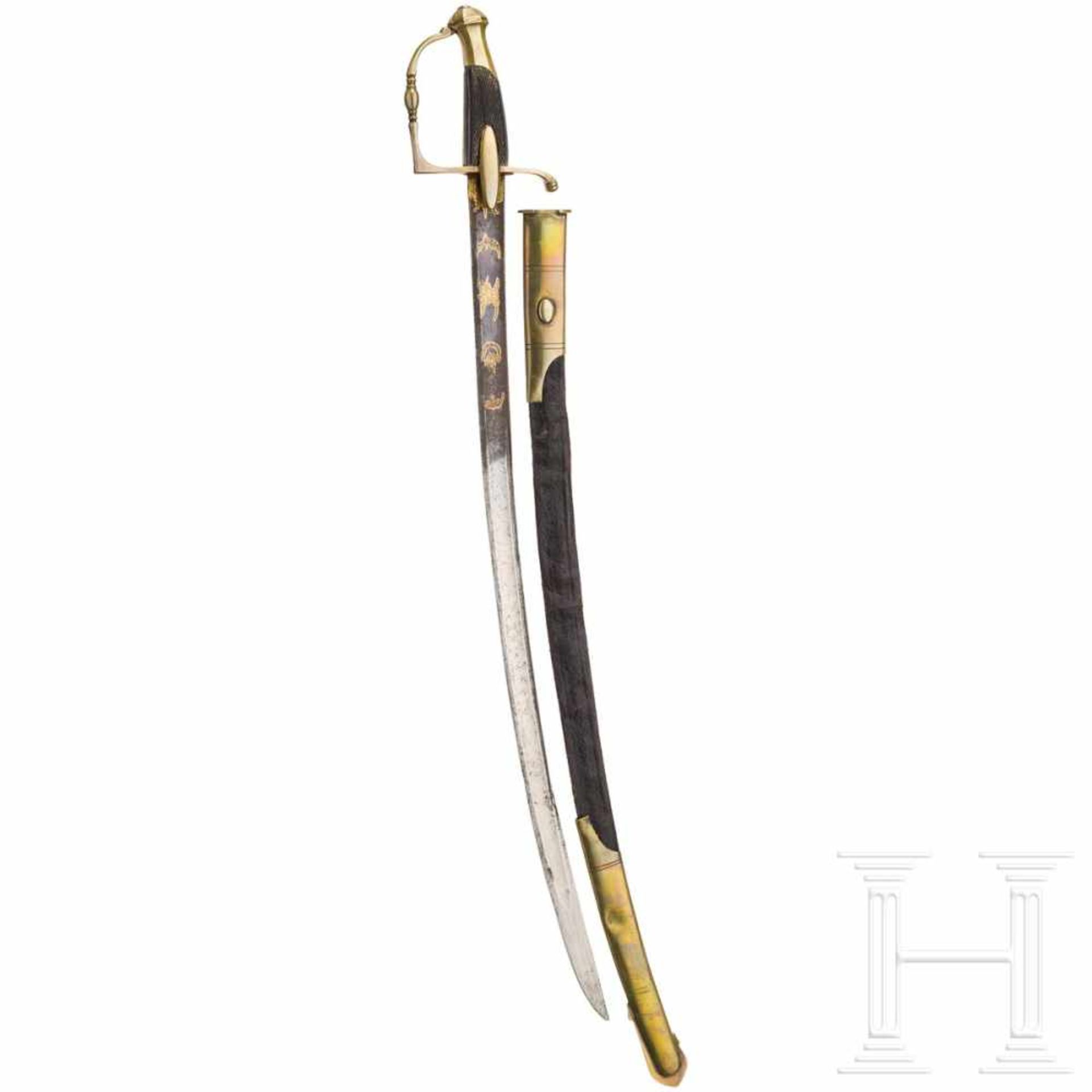 A sabre for officers of the infantry, circa 1800Leicht gekrümmte Klinge à la Montmorency (