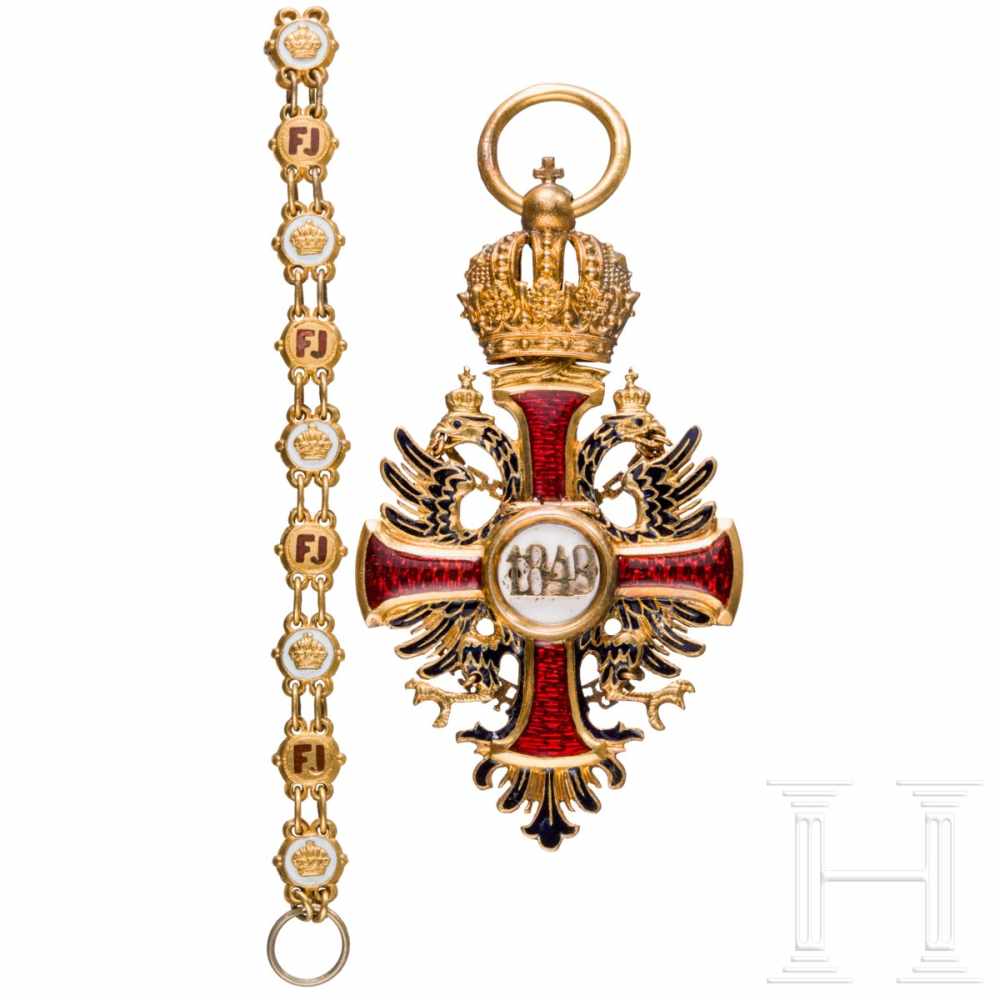 An Order of Franz JosephIn Gold gefertigtes Ritterkreuz des Herstellers Vincenz Mayer‘s Söhne ( - Image 2 of 2