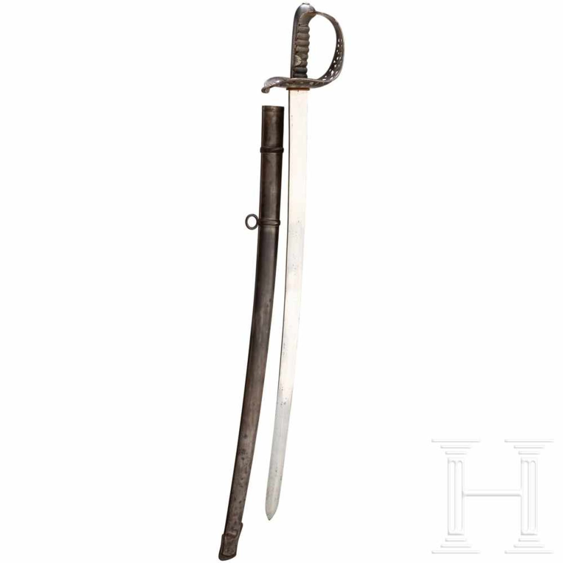 A sabre M 1869 for officers of the cavalryBreite, vernickelte, nur terzseitig gekehlte - Bild 2 aus 2