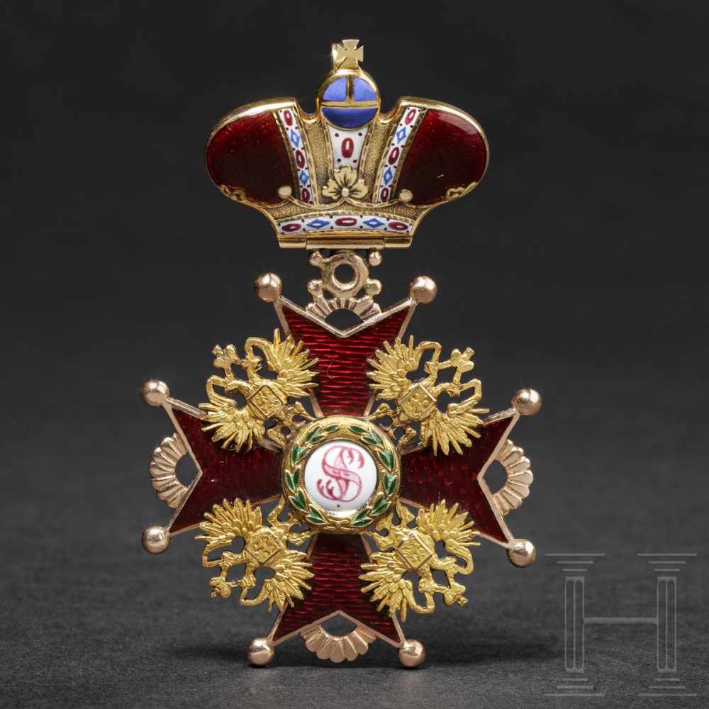 A Russian Order of St. Stanislaus – a cross 2nd class with crown, dated 1864The crown bar and the