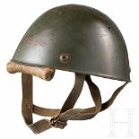 A steel helmet M 42 for paratroopersOlivgrün lackierte Glocke (Rostspuren) mit vier