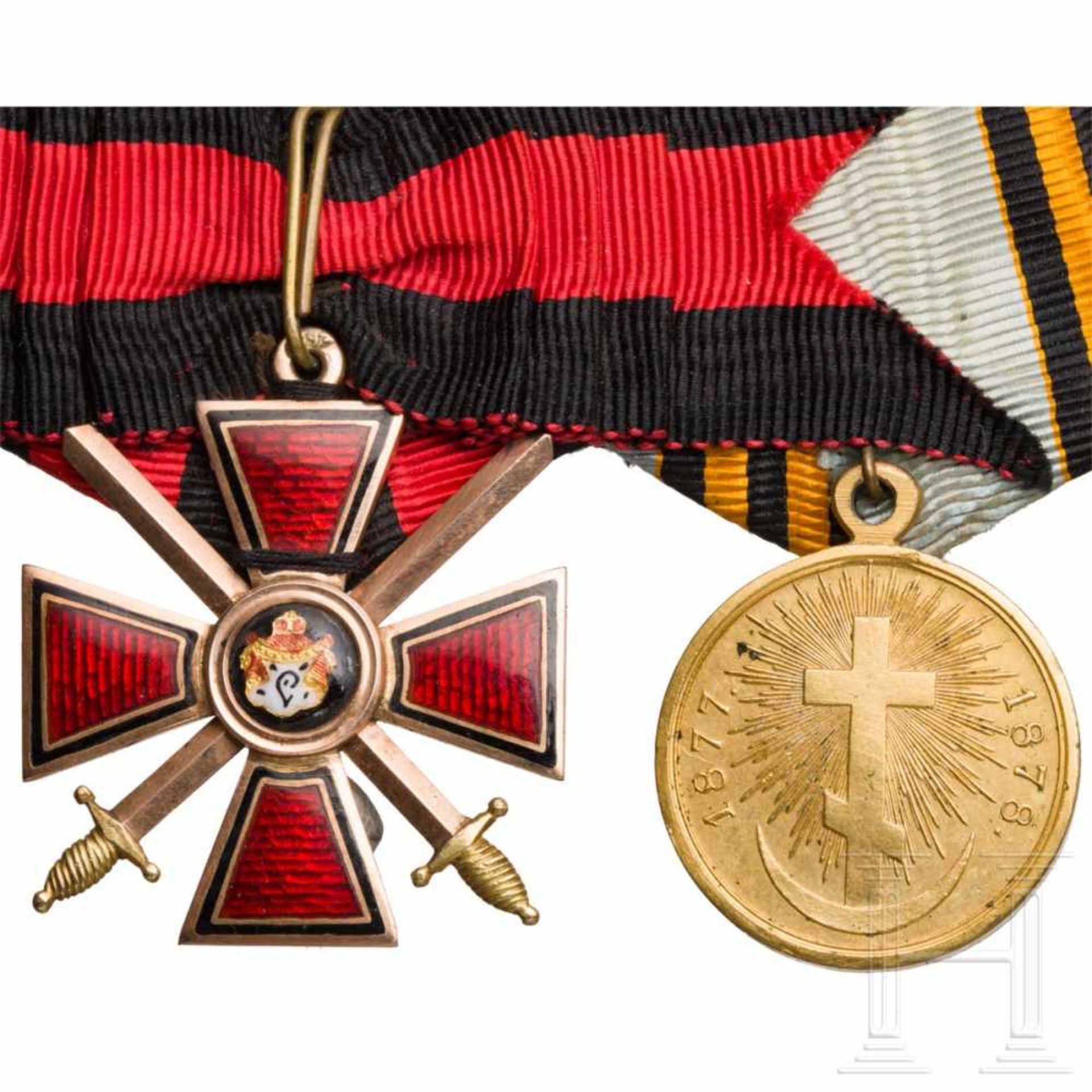 A Russian medal bar of orders with a Cross of the Order of St. Vladimir, 4th Class with Swords, five - Bild 5 aus 11