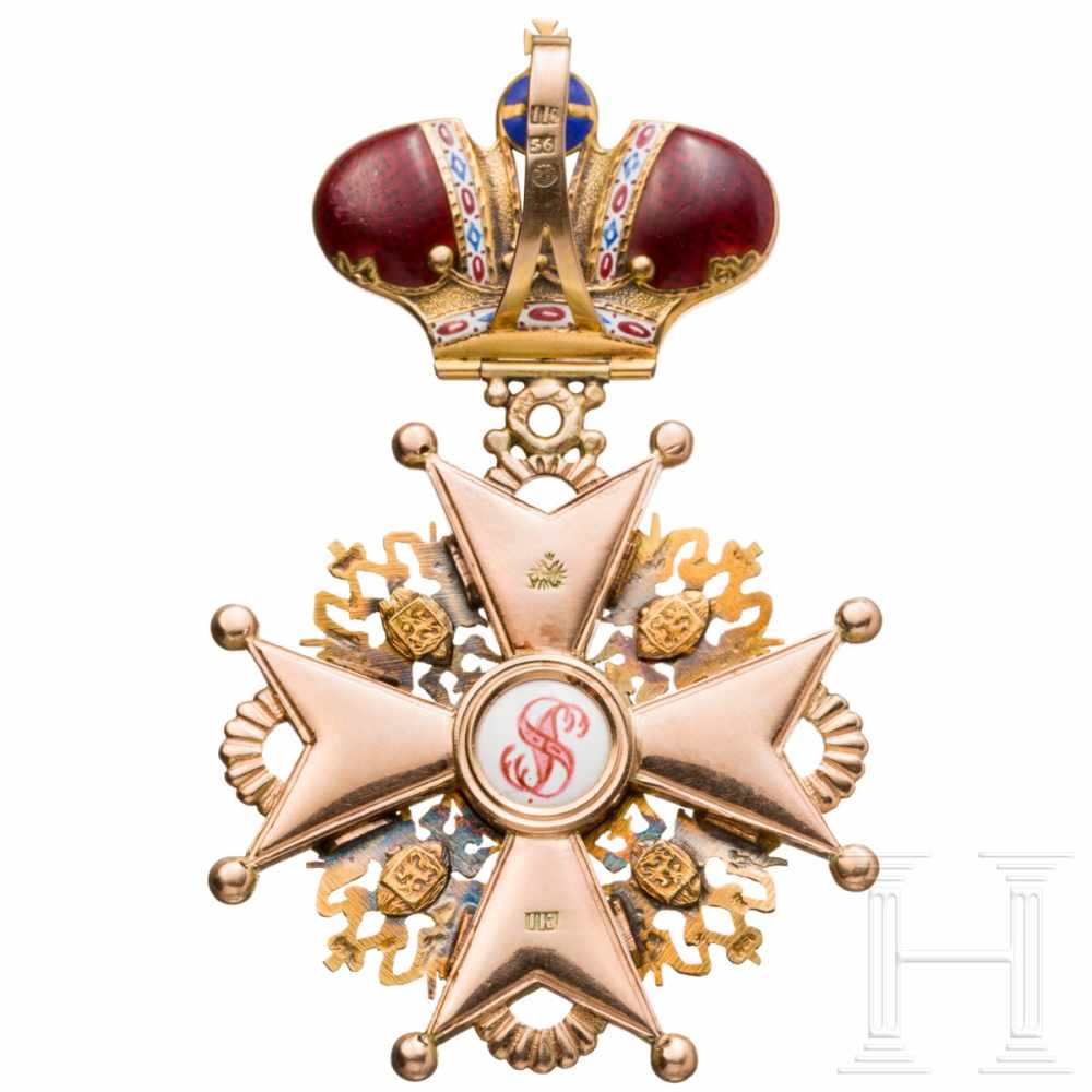 A Russian Order of St. Stanislaus – a cross 2nd class with crown, dated 1864The crown bar and the - Image 3 of 6