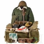 A set comprising uniform and equipment belonging to a World War II non-commissioned army