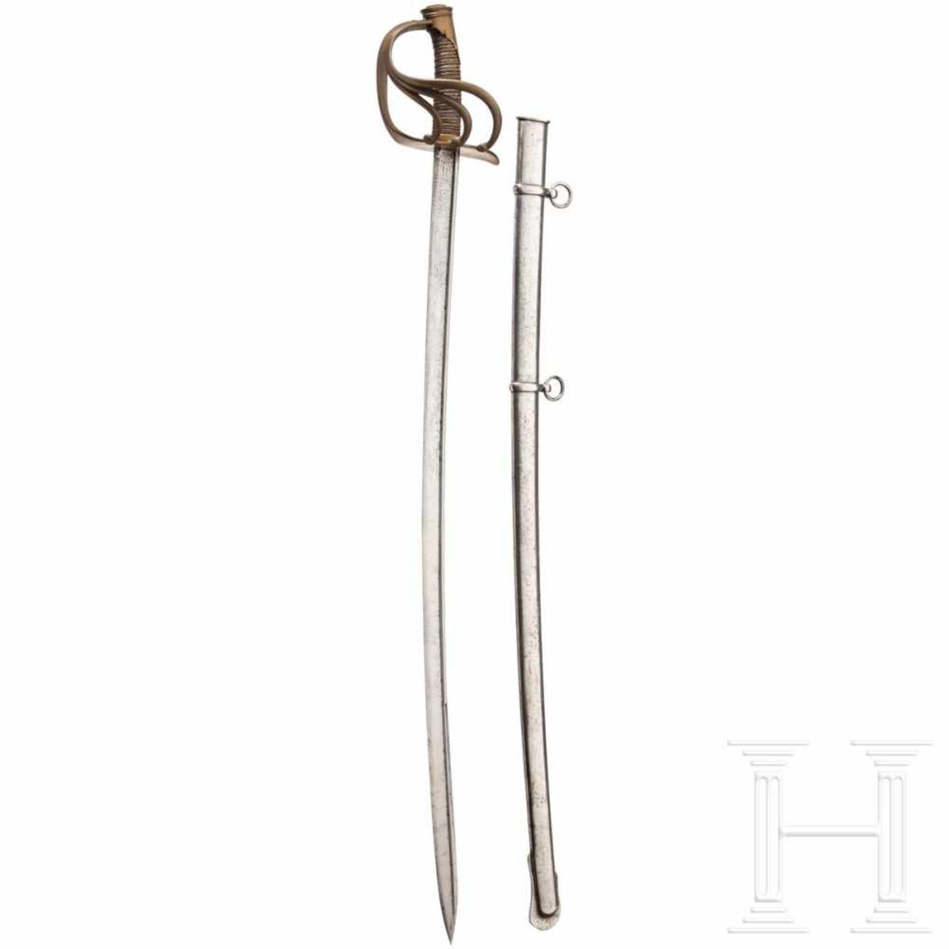 A German sabre for cavalry officers, circa 1840Leicht geschwungene Steckrückenklinge, im unteren