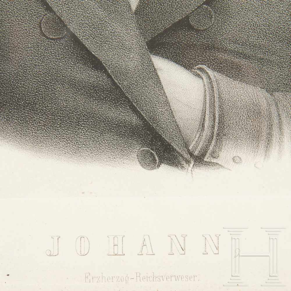 Archduke Johann of Austria – a portrait, 19th centuryStich auf Papier, unten bezeichnet „Johann, - Image 3 of 5