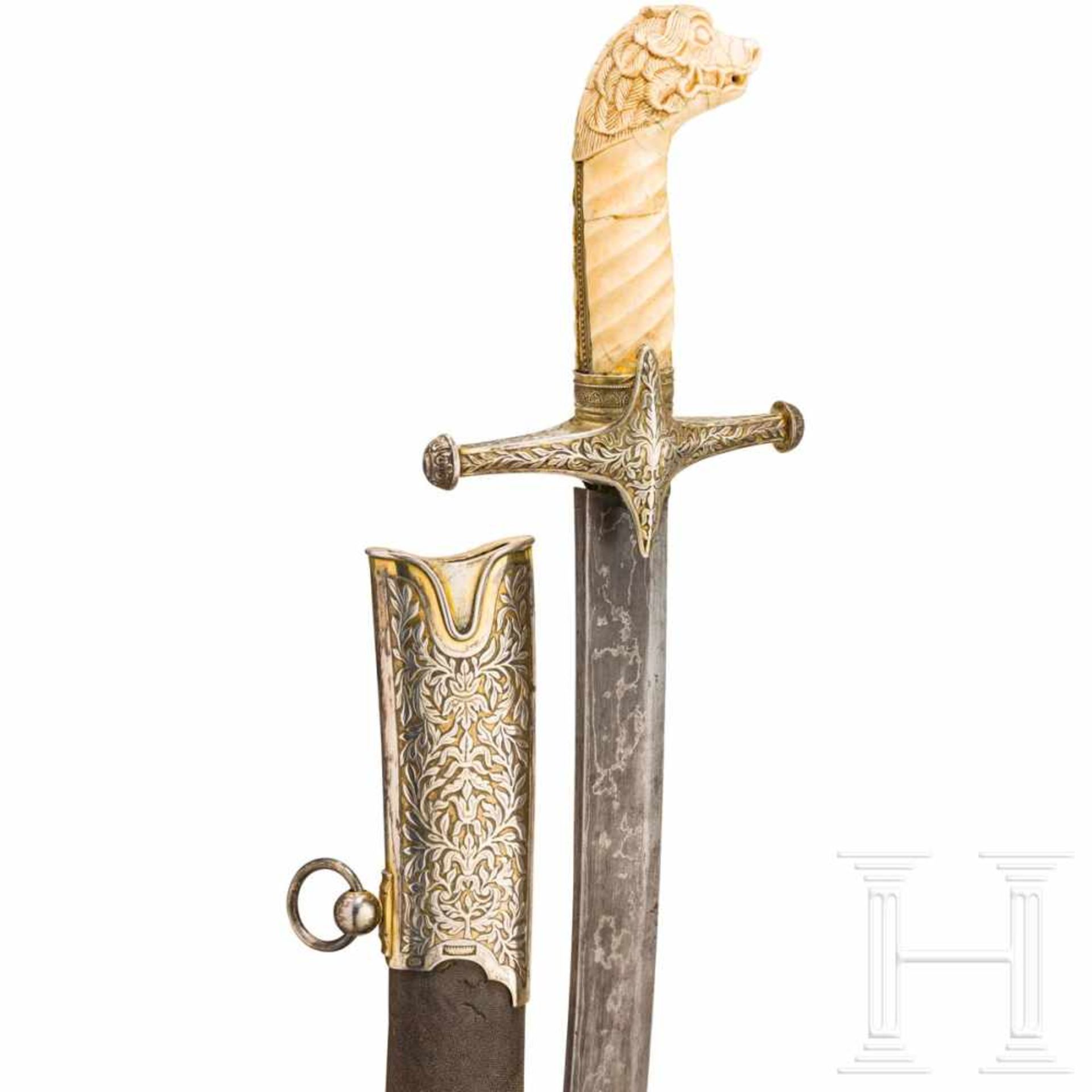 A splendid silver Damascus sabre for a high-ranking officer, 1st quarter of the 19th centuryThe - Bild 3 aus 7